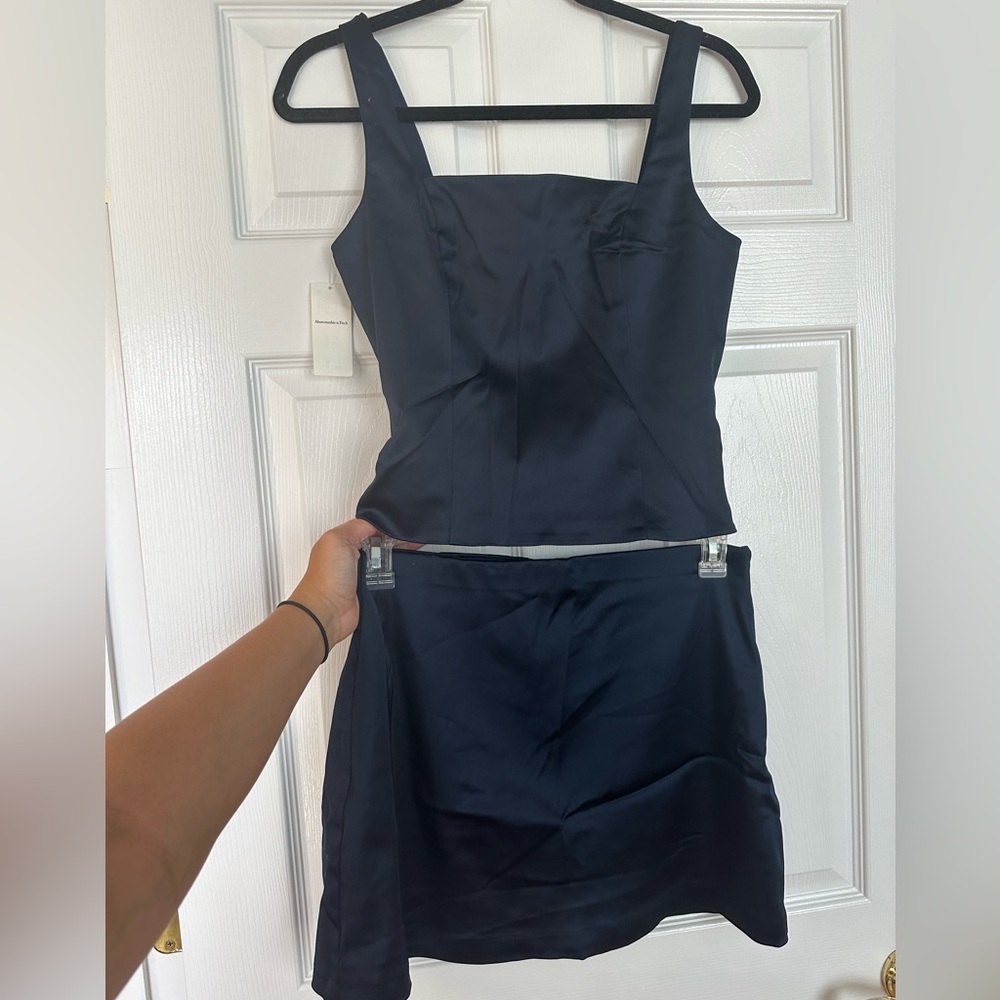 Abercrombie and Fitch Navy Satin Skort and Square Neck Tank